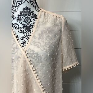 L’AGENCE Drape Top Sz XS Womens Sheer Swiss Dot Faux Wrap Surplice 40273FPD